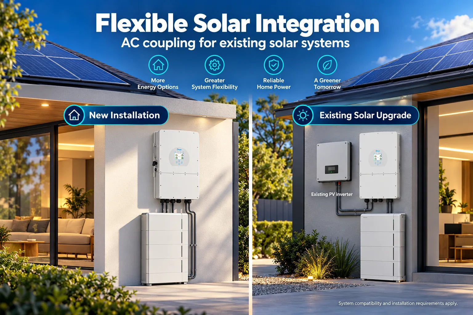 Specify a fresh hybrid plant — or AC-couple storage onto existing PV.