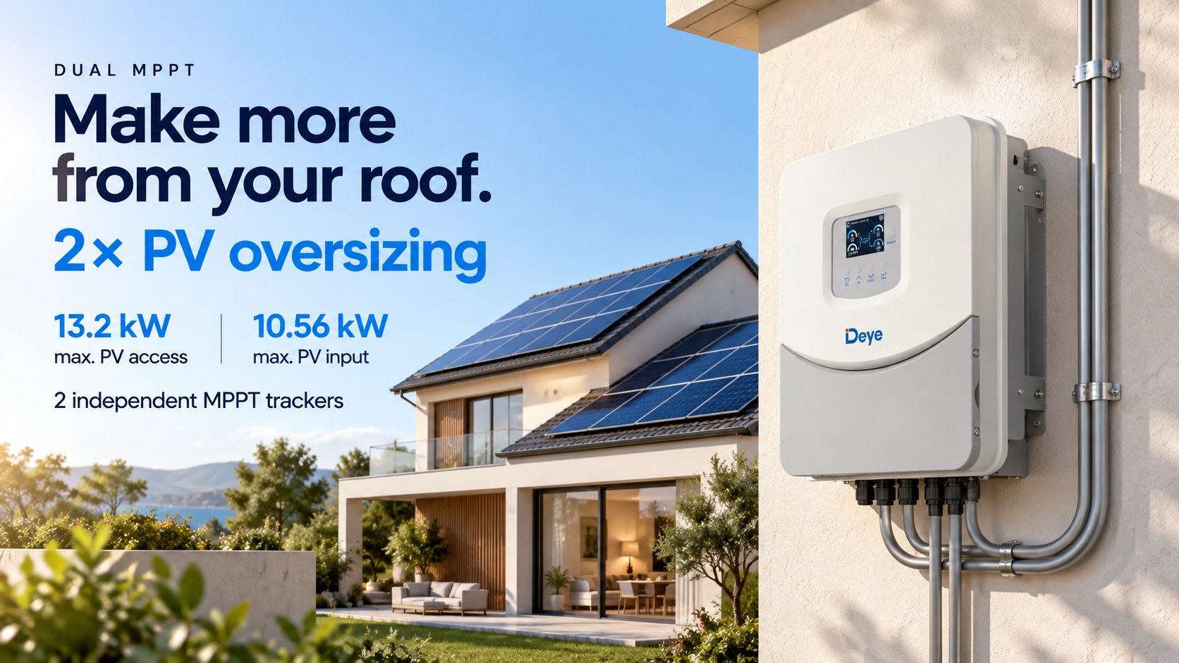 Harvest more from high-current modules with dual MPPT.