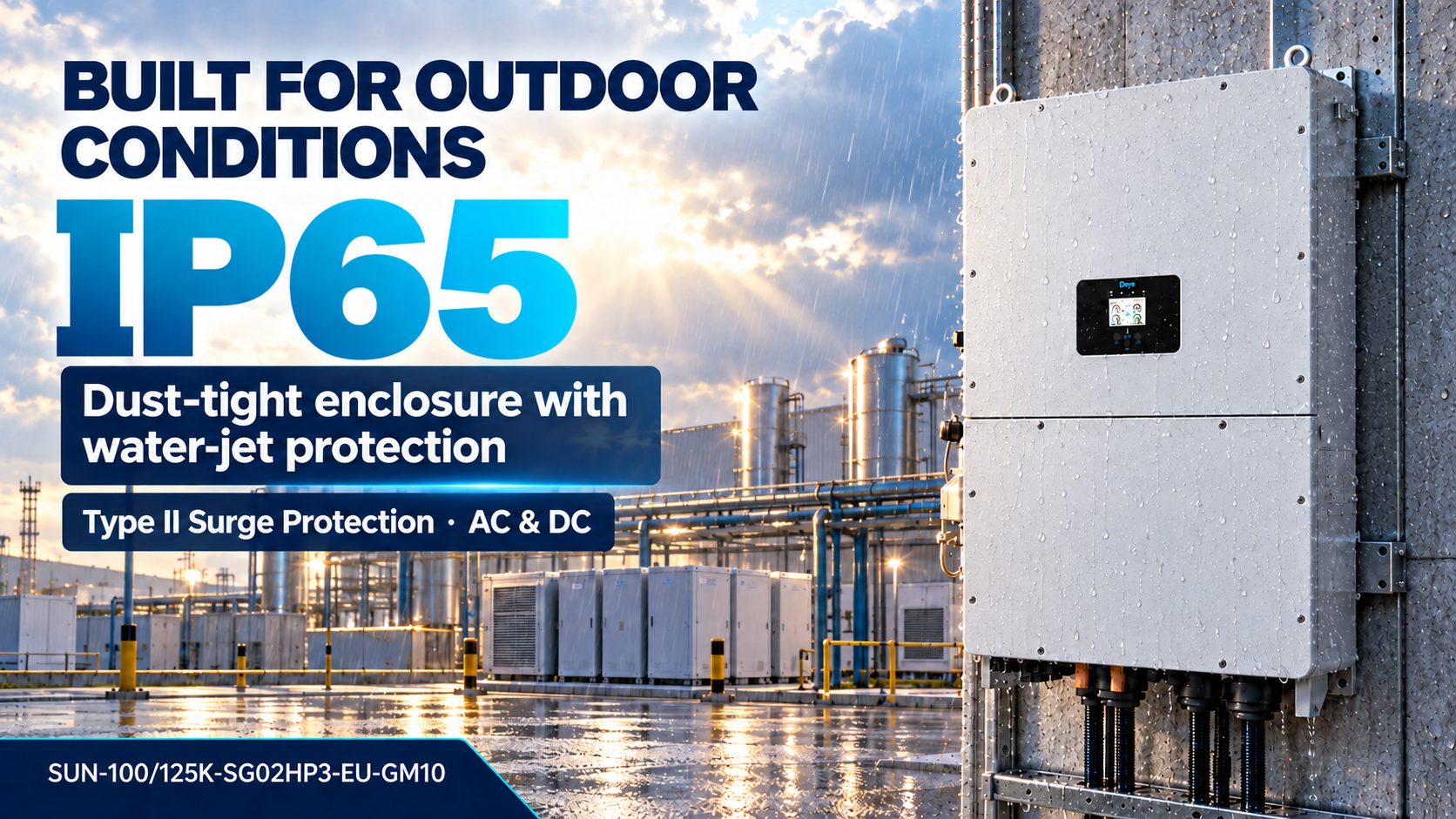 Outdoor cabinet, surge-protected.