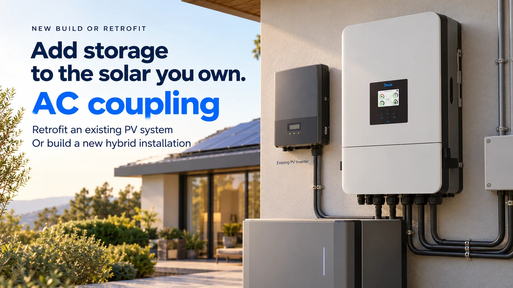 Specify a fresh hybrid plant — or AC-couple storage to the PV you already own.