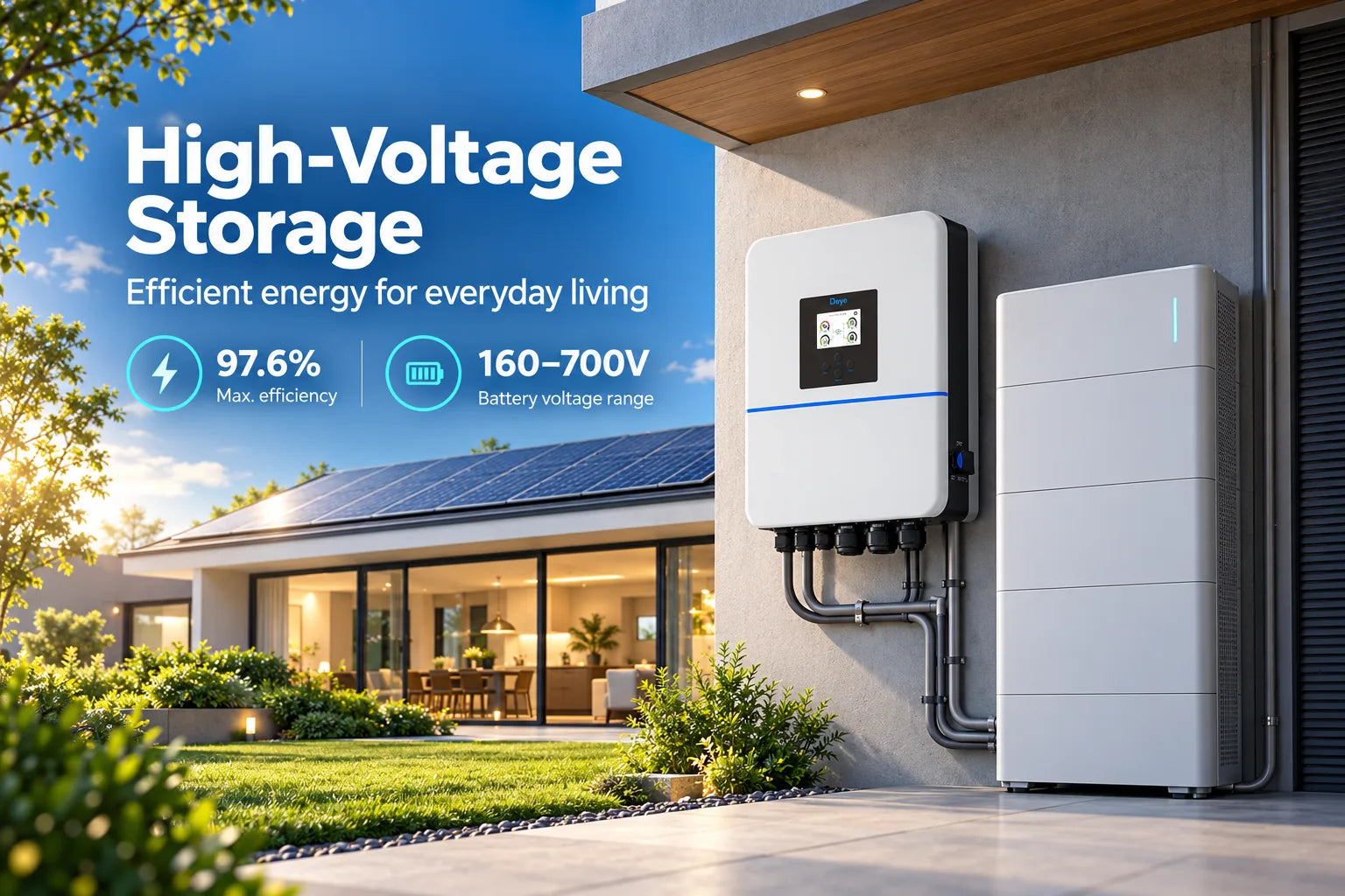 High-voltage battery architecture for everyday solar and storage.