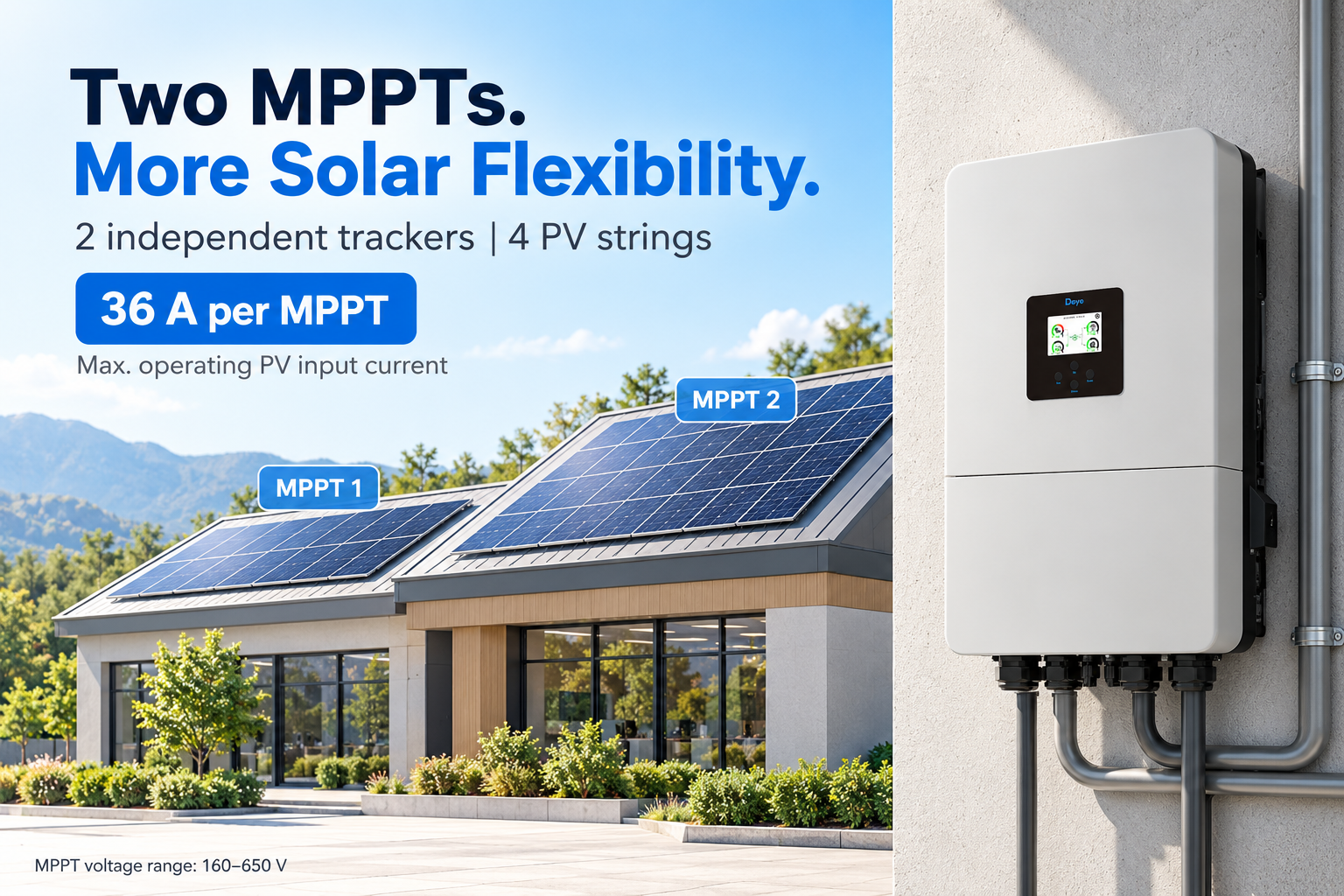 Two MPPTs. More Solar Flexibility.