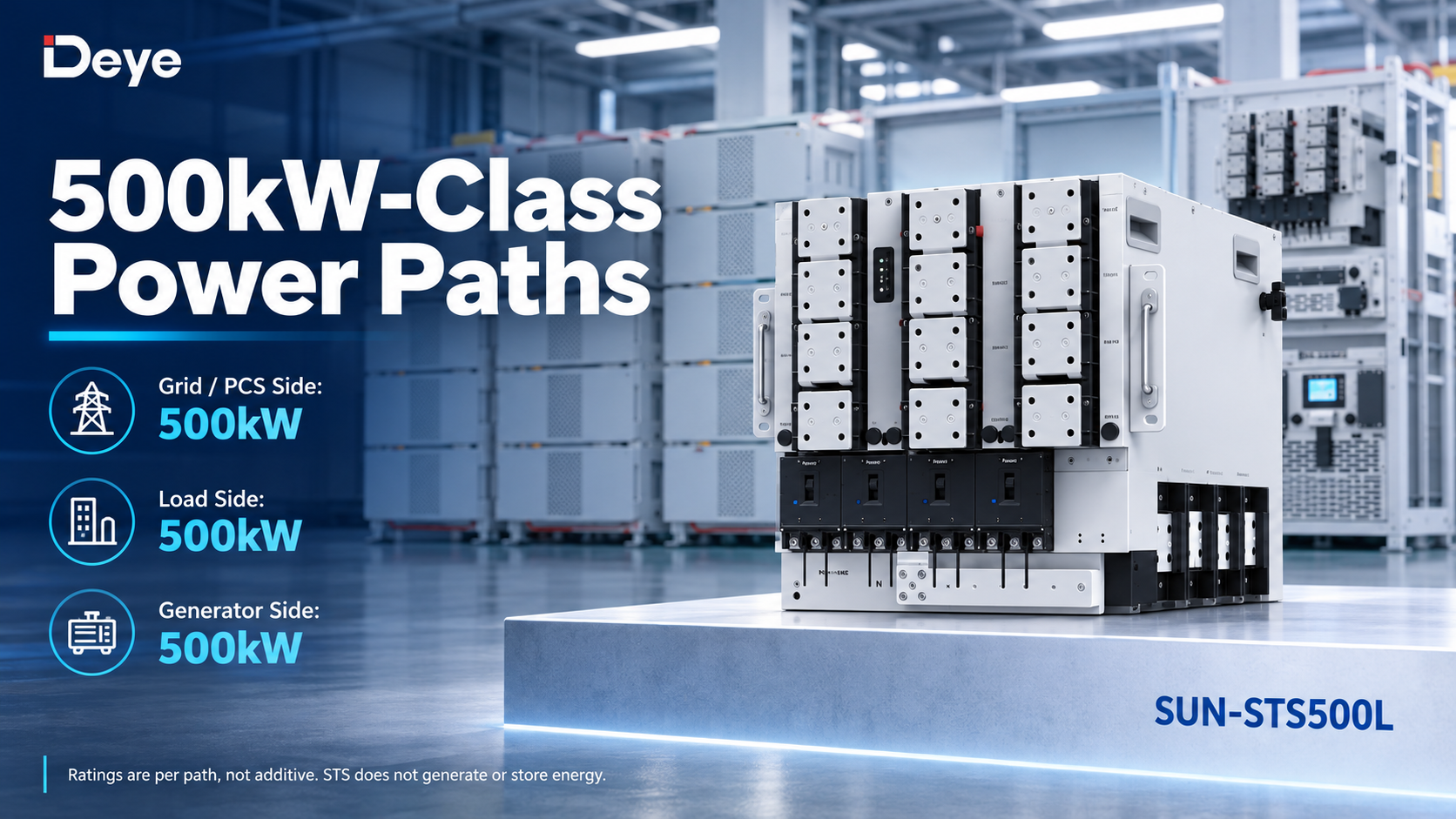 Three 500 kW paths — ratings per path, not additive.